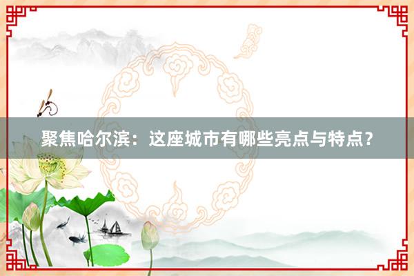 聚焦哈尔滨：这座城市有哪些亮点与特点？